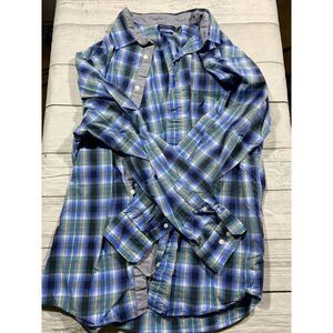 Nautica Men's Blue Plaid Long Sleeve Button Down Shirt Men's Size Large